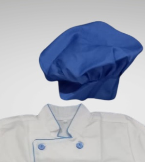Relish Reimagined kids' mushroom-style chef hat in royal blue.